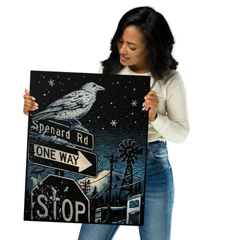White Raven metal print 16x20