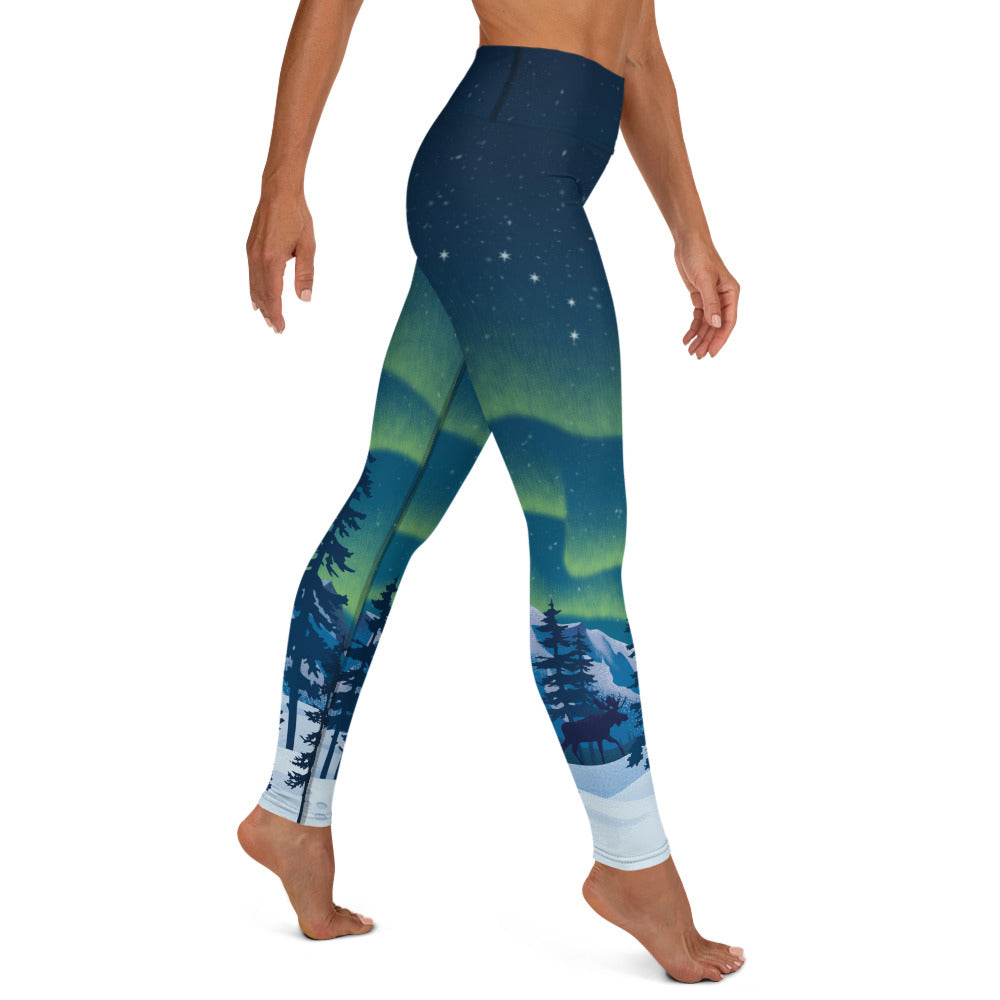 Northern Lights Aurora Borealis High Waisted Yoga Pants Soft