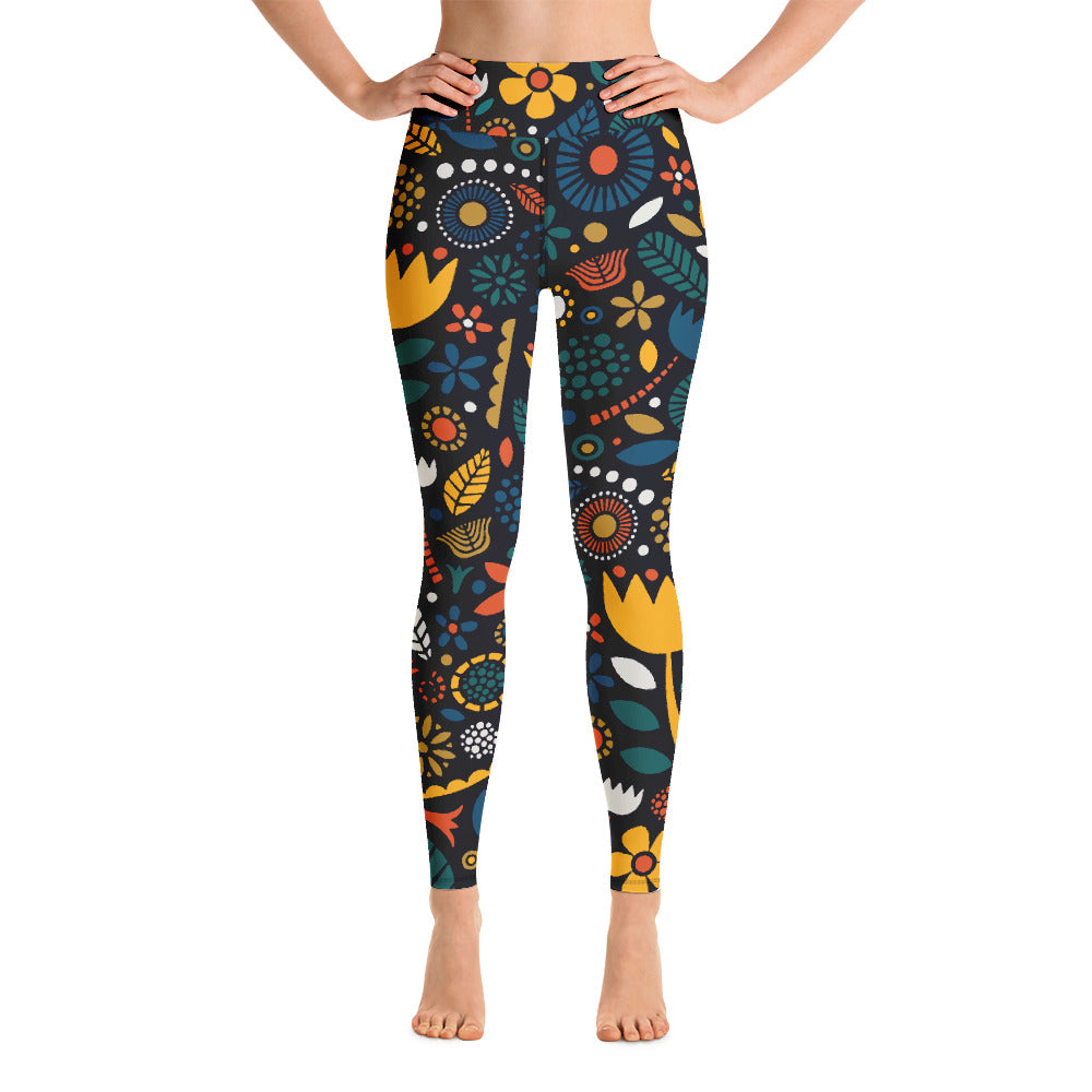 Leggings Donna Power Flower Non Trasparenti - Pantaloni Yoga A Vita Alta, Per Corsa E Palestra